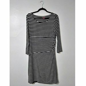 Black & White Striped Midi Dress